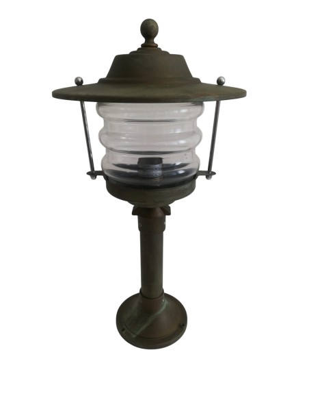 Lampe sur pied Moretti Luce 177.ar, hauteur 51 cm, cuivre antique, laiton, verre transparent, IP43, 60 W, culot E27